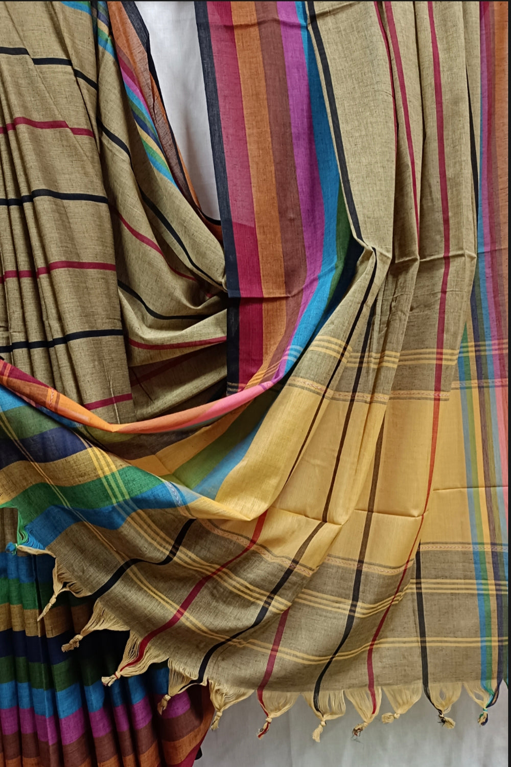 Soft Cotton Saree –Trendy Mustard Drape By Balaram Saha