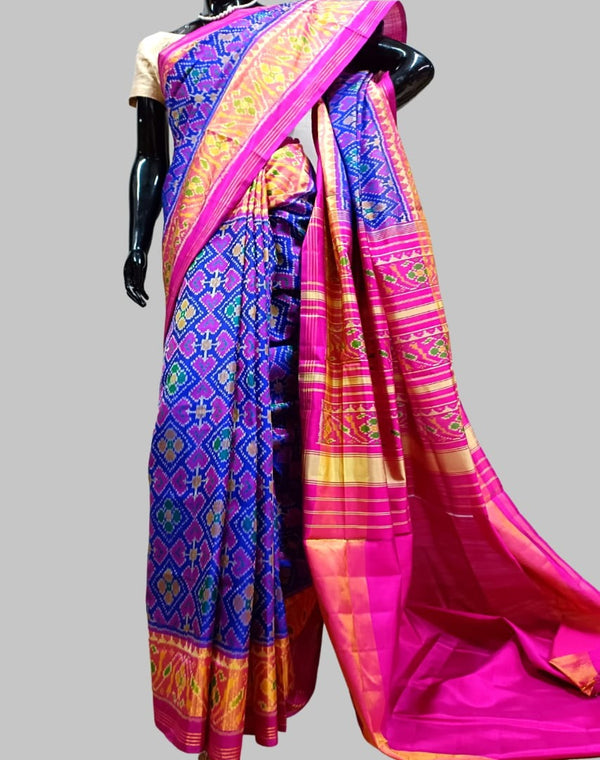 Handloom Patola Silk Saree in purplish blue Balaram Saha