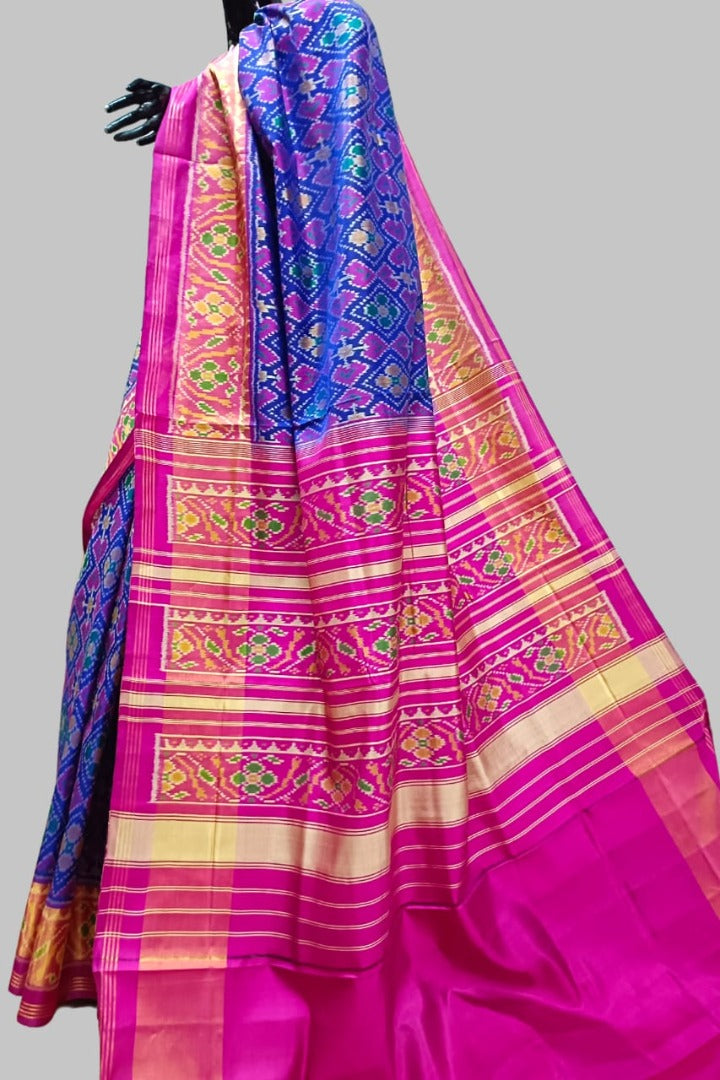 Handloom Patola Silk Saree in purplish blue Balaram Saha