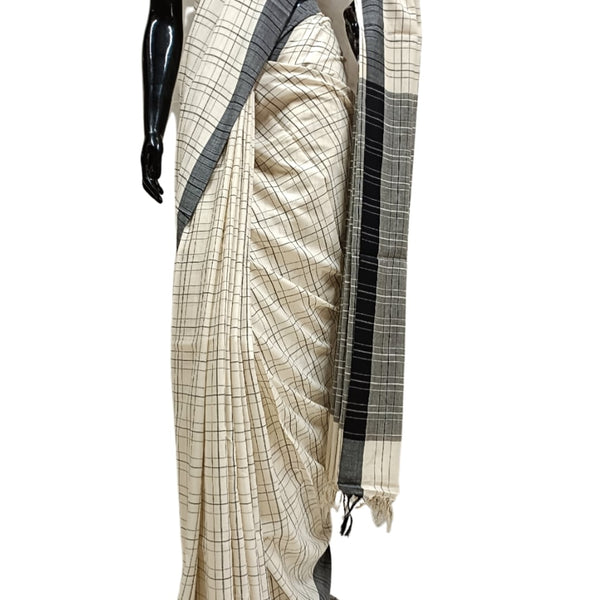 Buy Black White Check Sooti Saree by VIA EAST at Ogaan Market Online  Shopping Site