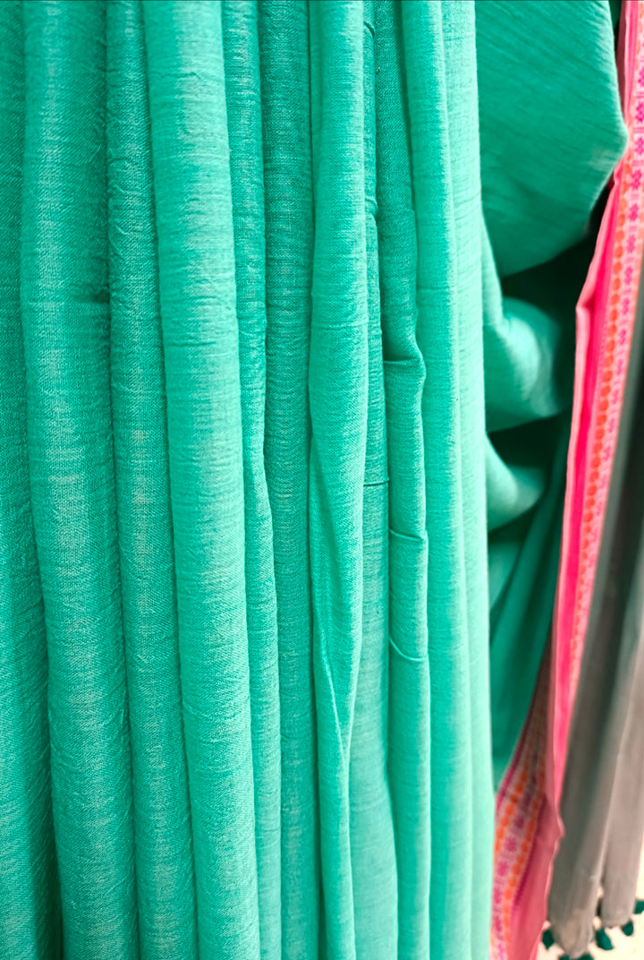Sea-Green Soft Handloom Cotton Woven Border Saree Balaram Saha