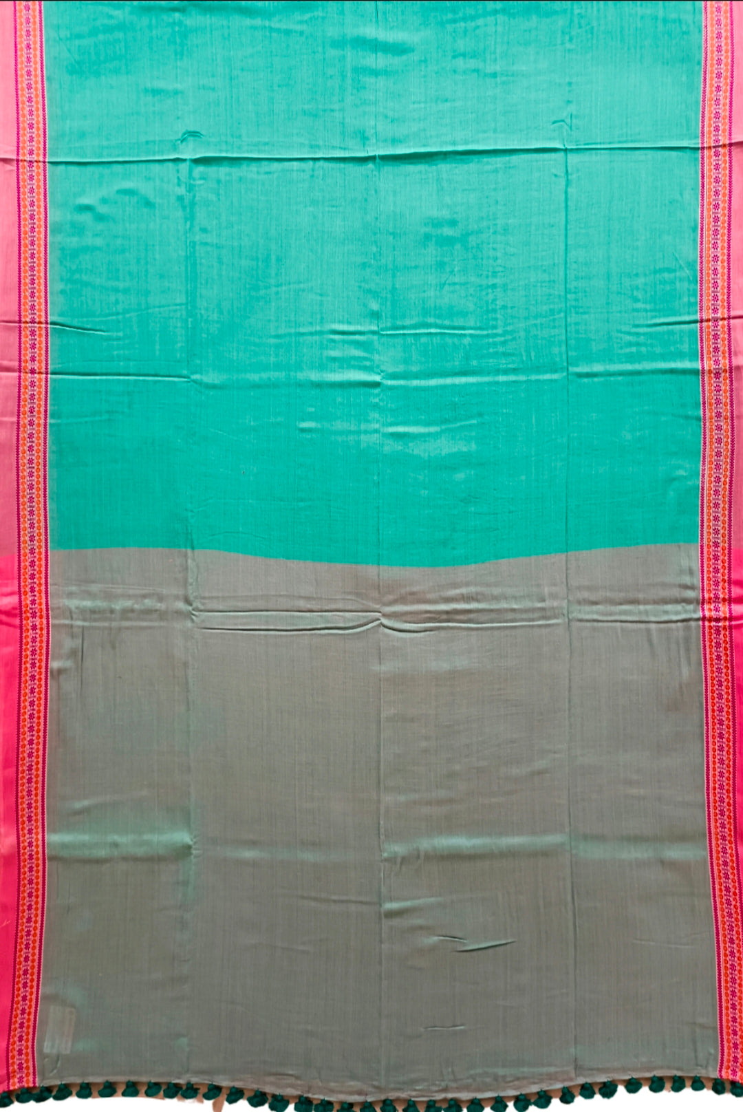 Sea-Green Soft Handloom Cotton Woven Border Saree Balaram Saha