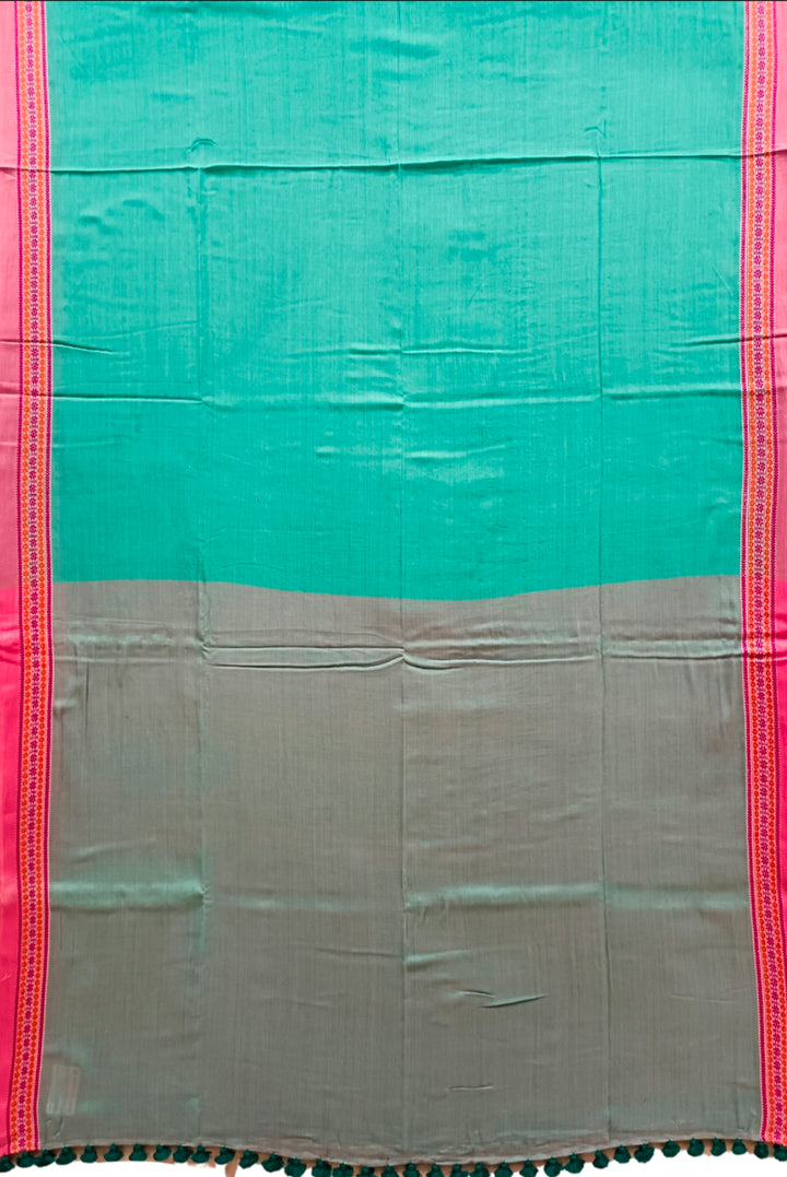 Sea-Green Soft Handloom Cotton Woven Border Saree Balaram Saha