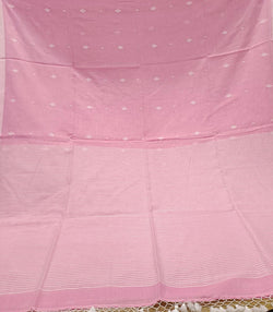 Baby pink Handloom Soft mull Cotton Hand Woven Dhakai saree,. Balaram Saha