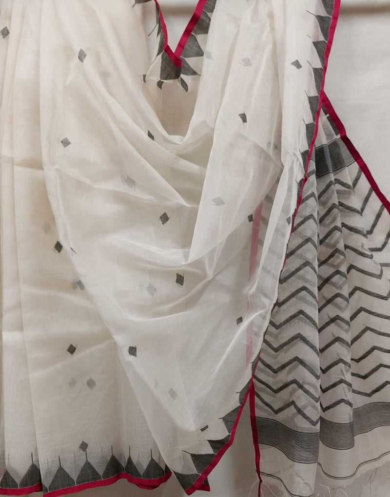 Balaram Saha's Timeless Treasure: White & Red Muslin Silk Jamdani Saree (jamdani saree, silk saree, jamdani silk saree, balaram saha online, silk sarees, balaram saha handloom saree store, silk jamdani saree, bengal handloom sarees, pure silk, jamdani silk saree, muslin silk, muslin silk saree, jamdani silk saree online)   https://marketingplatform.google.com/about/