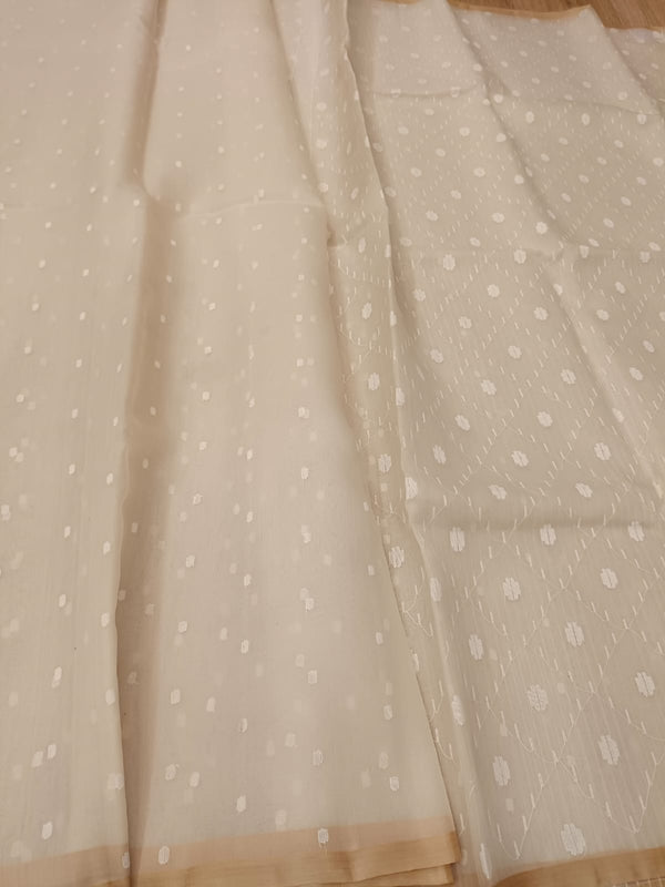 White on White handloom Muslin Silk handwoven Dhakai Jamdani saree Balaram Saha