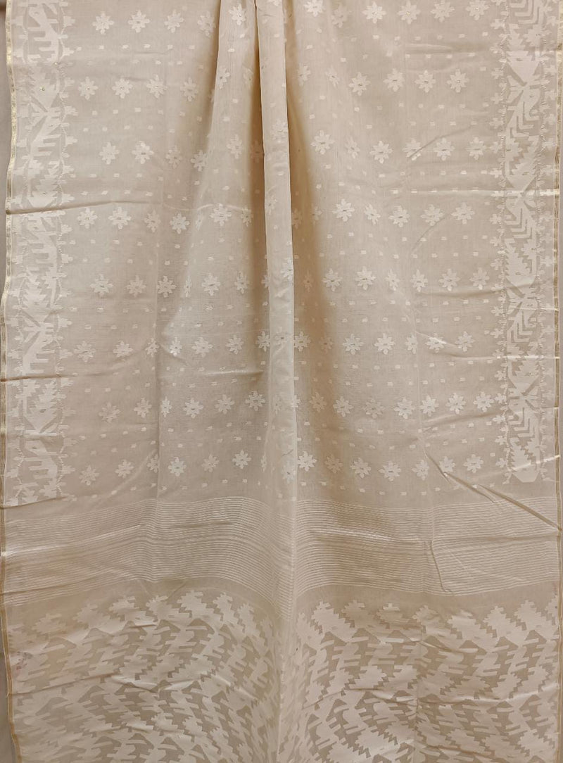 (Off White) cotton Bangladeshi Dhakai Jamdani Saree Balaram Saha