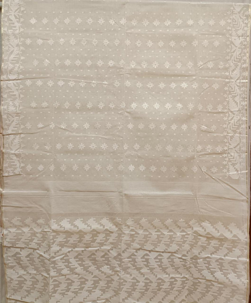 (Off White) cotton Bangladeshi Dhakai Jamdani Saree Balaram Saha