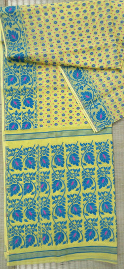 Yellow and Blue Dhakai Sari Balaram Saha