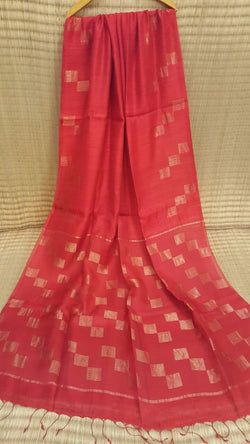 Red Matka Silk Sari Balaram Saha