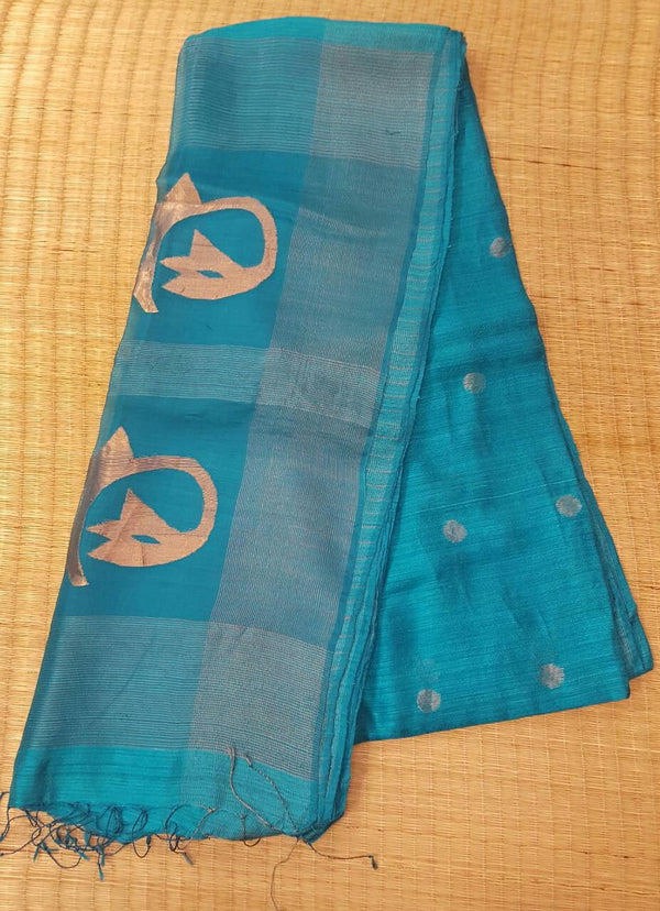 Sea Blue Matka Silk Sari Balaram Saha