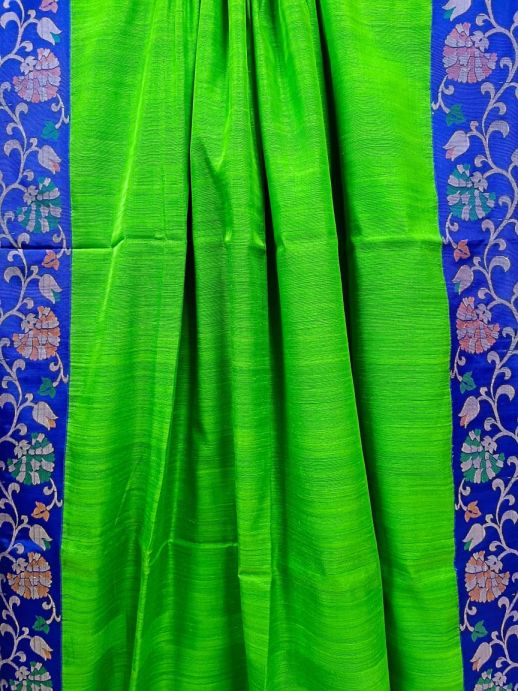 Mango Green Handloom Matka Silk Saree Balaram Saha