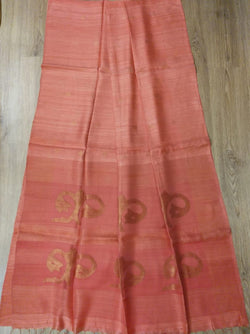Peach-Pink Handloom Matka Silk Sari Balaram Saha