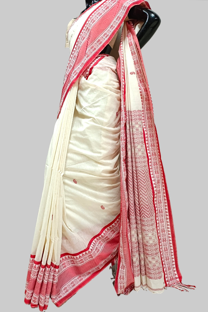 Sarees | Bengali Saree,Red Border White Saree | Freeup