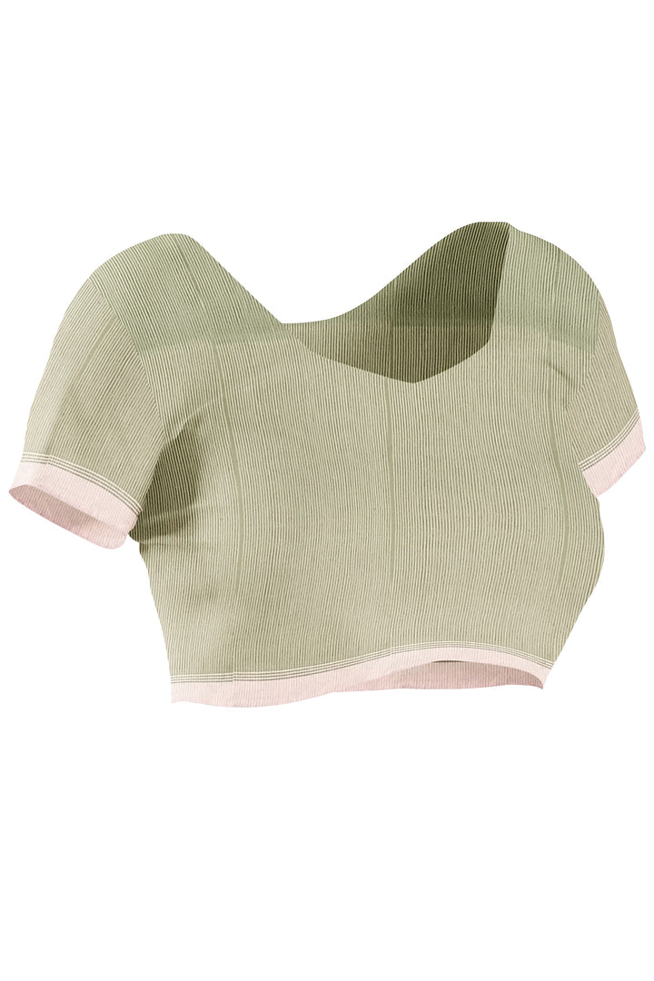Light Green Soft Handloom Handspun Cotton Jamdani Saree Balaram Saha