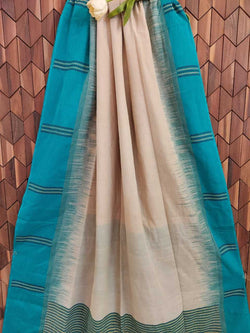 Beige color soft cotton Handloom sari Balaram Saha