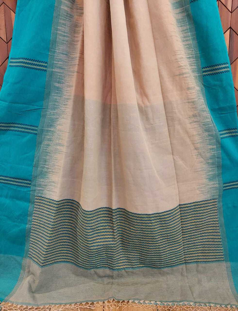 Beige color soft cotton Handloom sari Balaram Saha