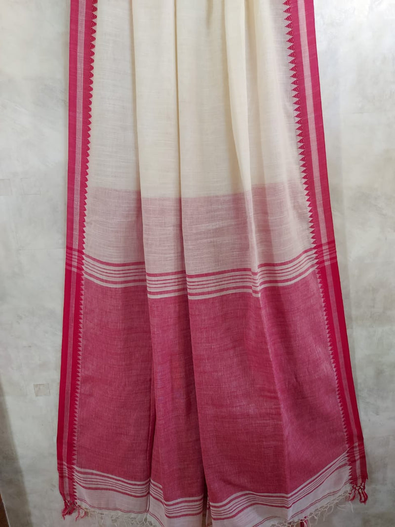 white and red soft cotton saree Balaram Saha