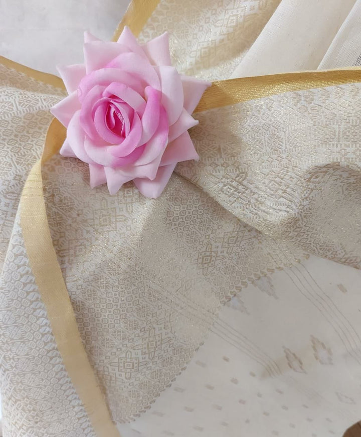 Off White & Gold Soft Cotton Saree Balaram Saha