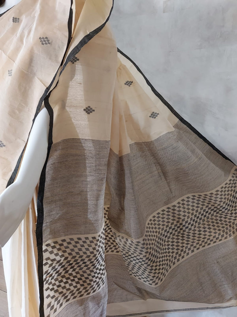 Natural shade handloom tussar silk saree Balaram Saha