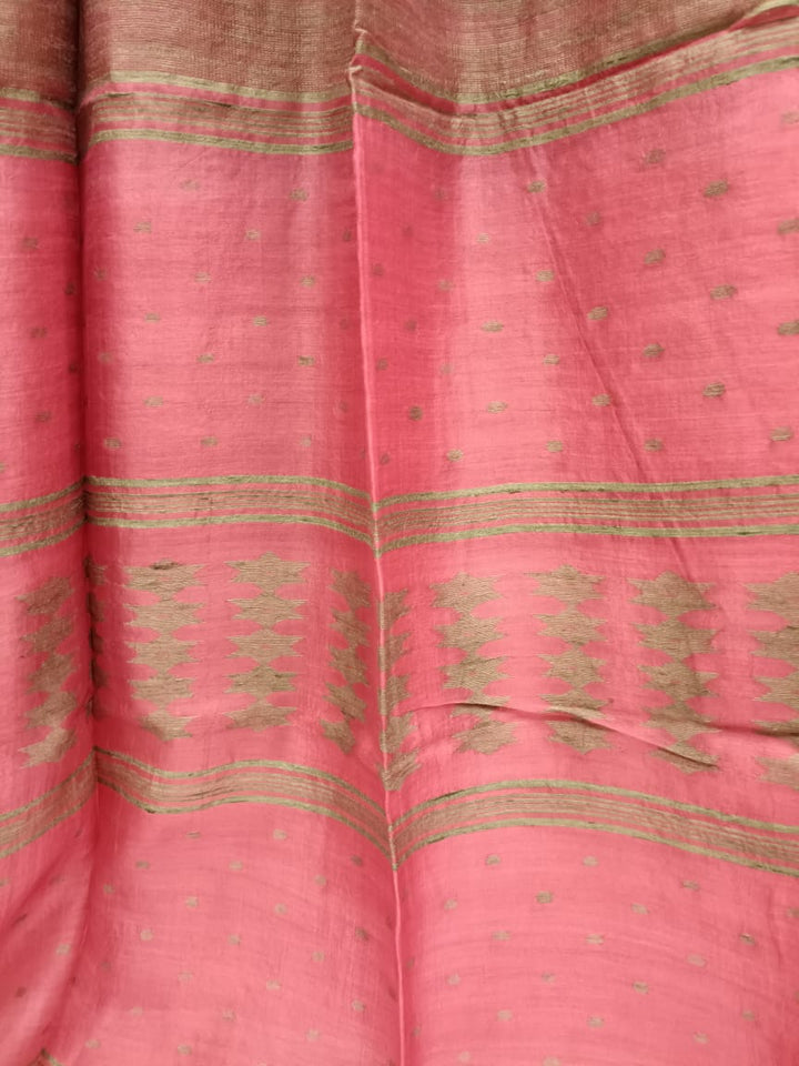 Pink & Moss Green Matka silk saree Balaram Saha