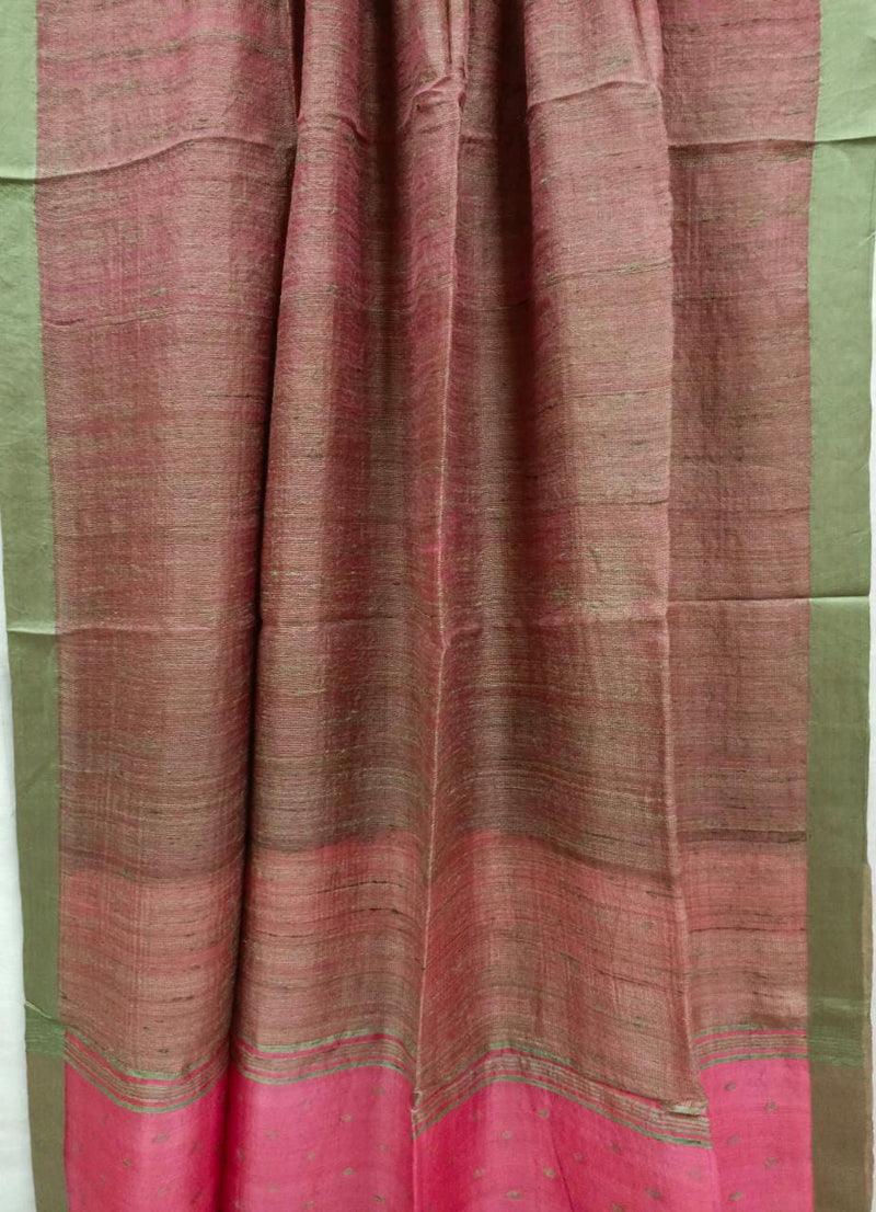 Pink & Moss Green Matka silk saree Balaram Saha