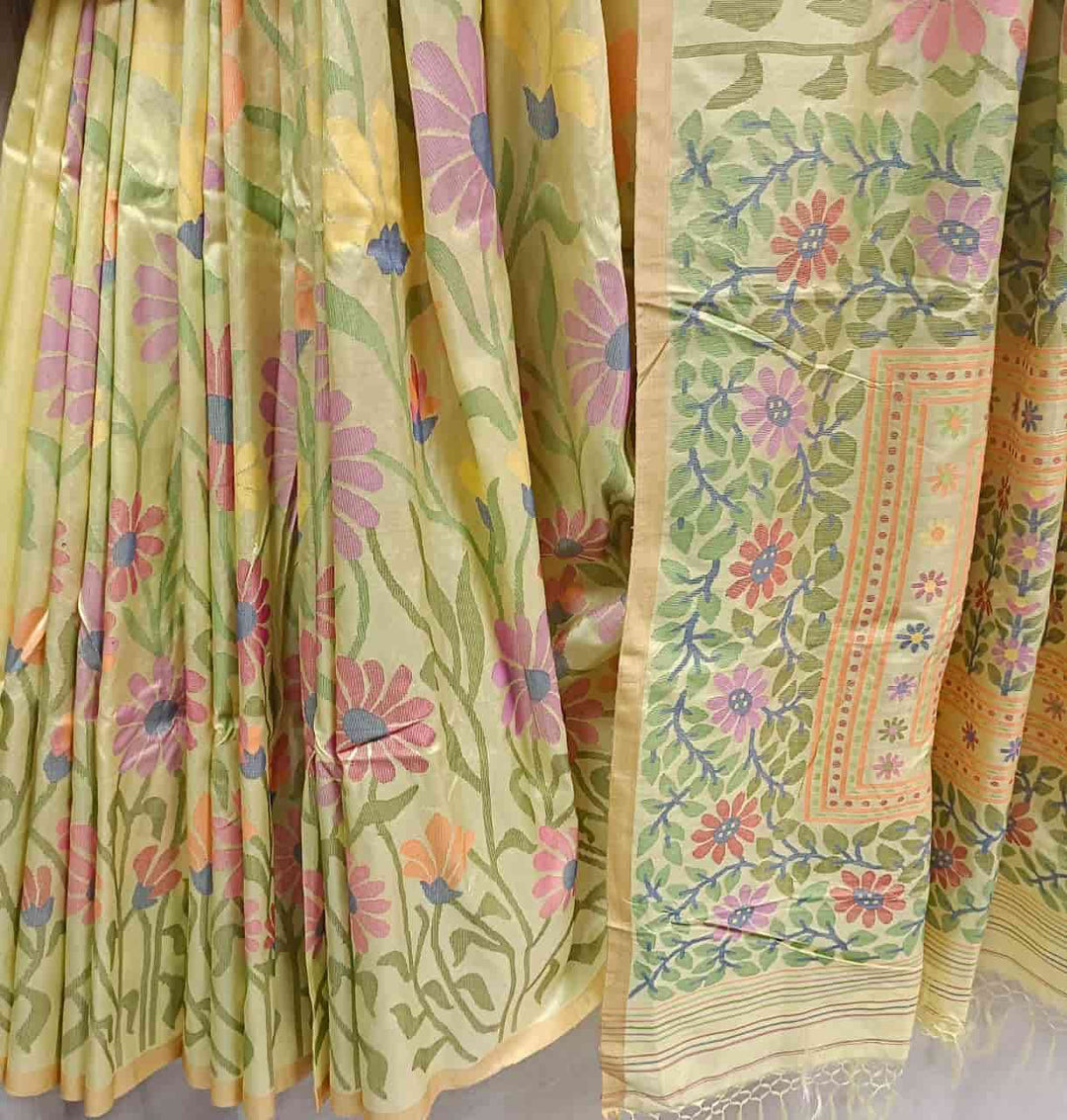 Lemon & Multi-Coloured Best Quality Katan Silk Balaram Saha