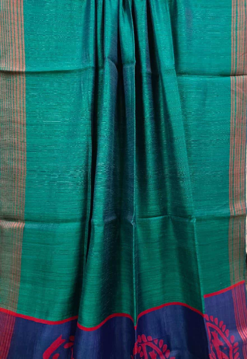 Peacock Blue/Green Matka Silk Saree Balaram Saha