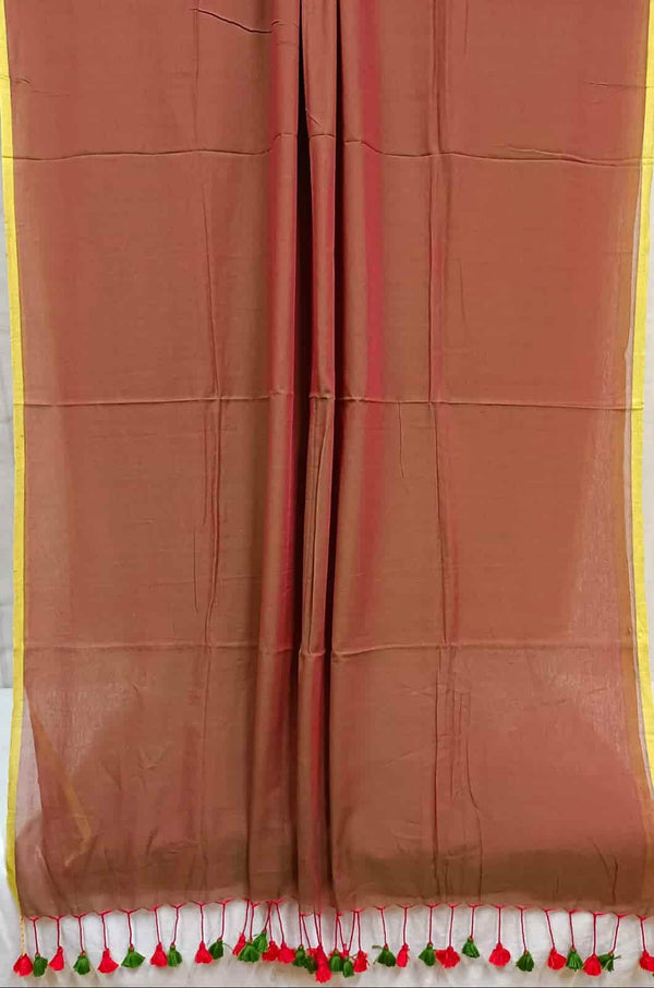 Rust Handloom Soft Cotton Saree Balaram Saha