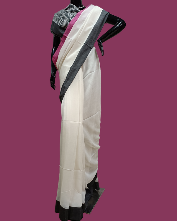 Soft Handloom Cotton saree With Wove Anchal bal